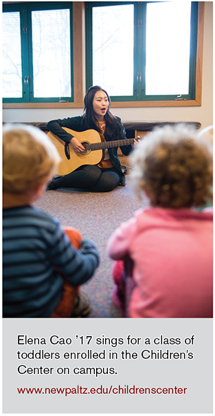 elena cao sings for a class of toddlers enrolled in the children's center on campus