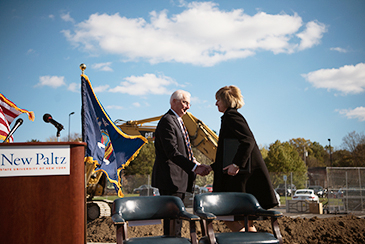President Christian and Chancelor Johnson shaking hands at Ground Breaking ceremony