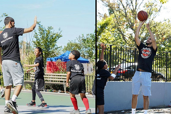 Alumnus plays basketball 