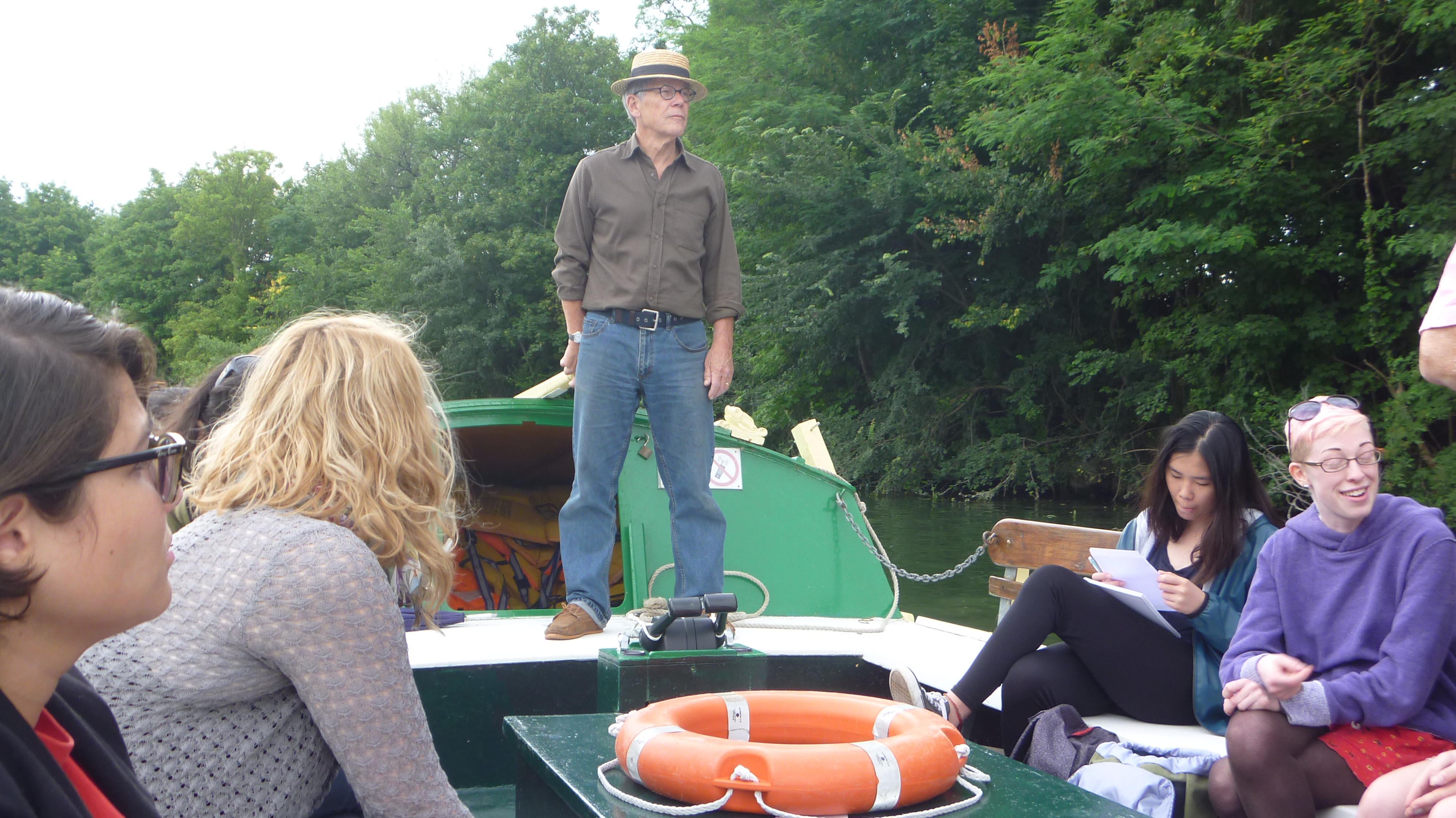 Art History students enjoying a boat ride on the Seine river in the 