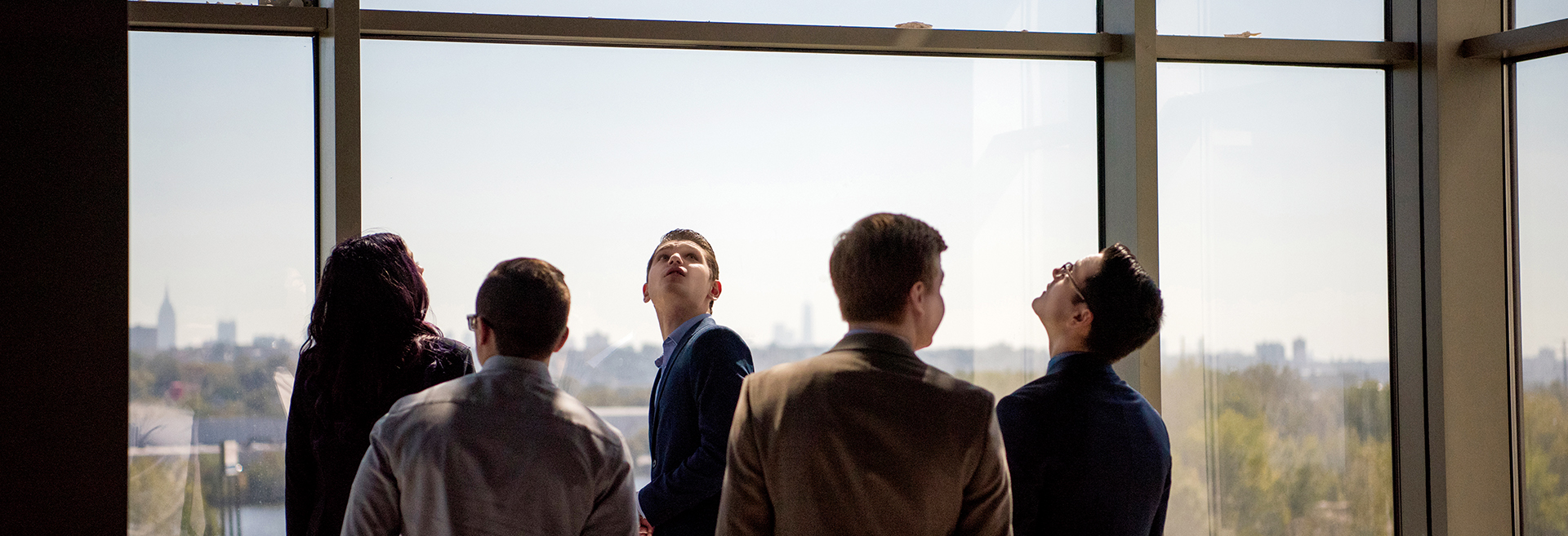 SUNY New Paltz students tour a property managed by KABR Group, a private equity real estate firm in Ridgefield Park, New Jersey, owned by alumnus Kenneth D. Pasternak ’77 (Secondary Education: Social Studies), donor to and namesake of the Kenneth D. Pasternak Trading Room at the School of Business.