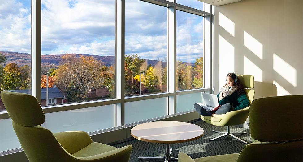 student sitting in Library