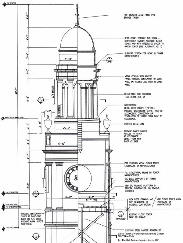 Architectural Drawing And Specs Of The Clock Tower SUNY New Paltz