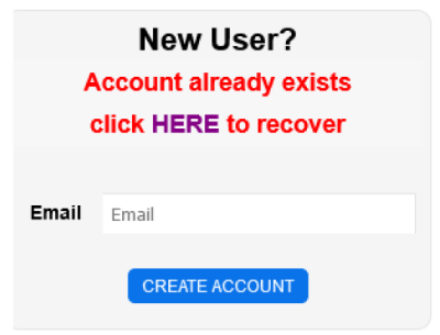 new user screen