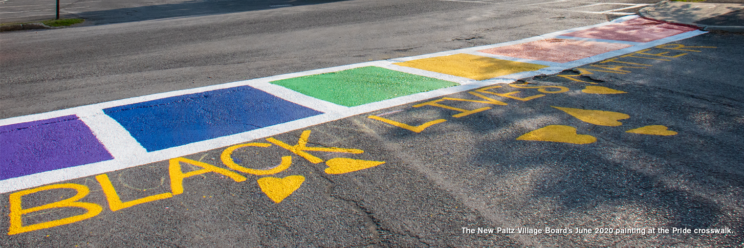 Rainbow walkway and Black Lives Matters sidewalk painting