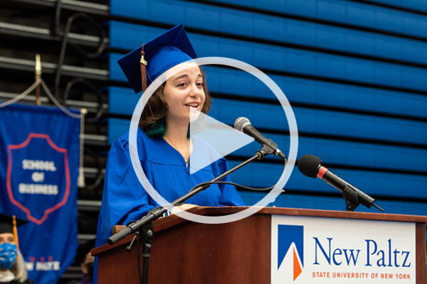 Student speaking at podium