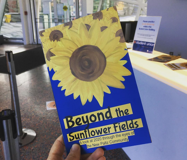 Cover of a zine with sunflower drawings