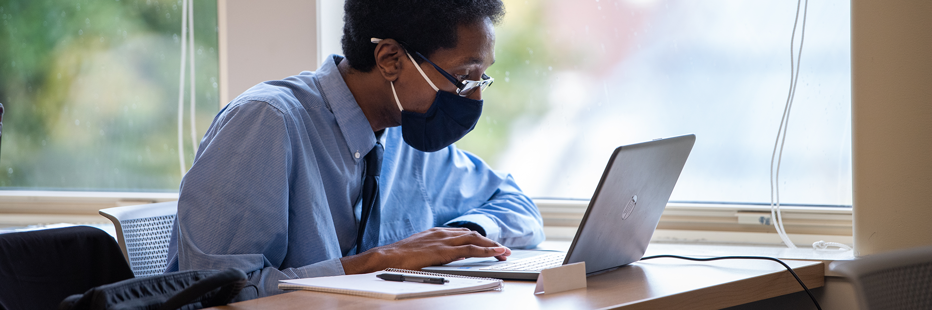 student using laptop