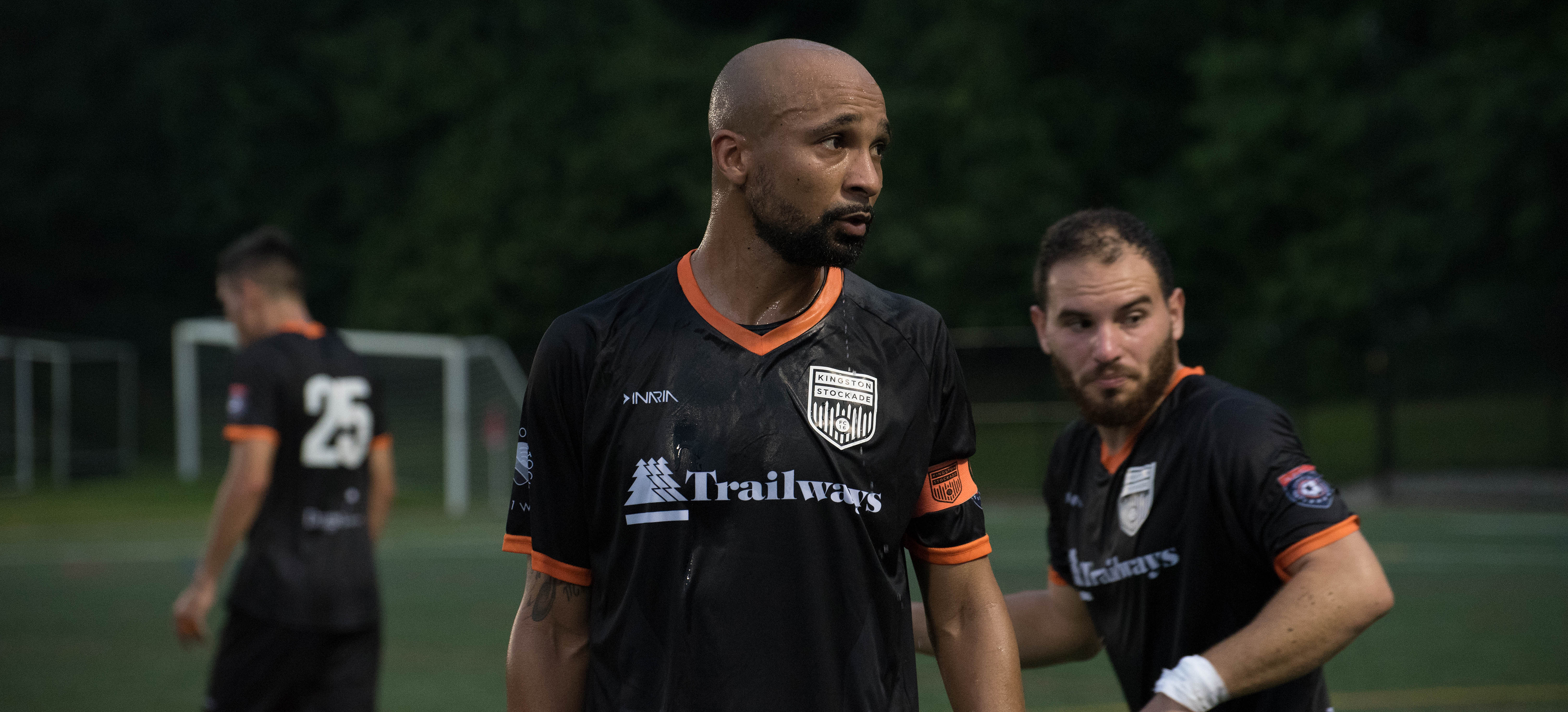 Soccer players on a field