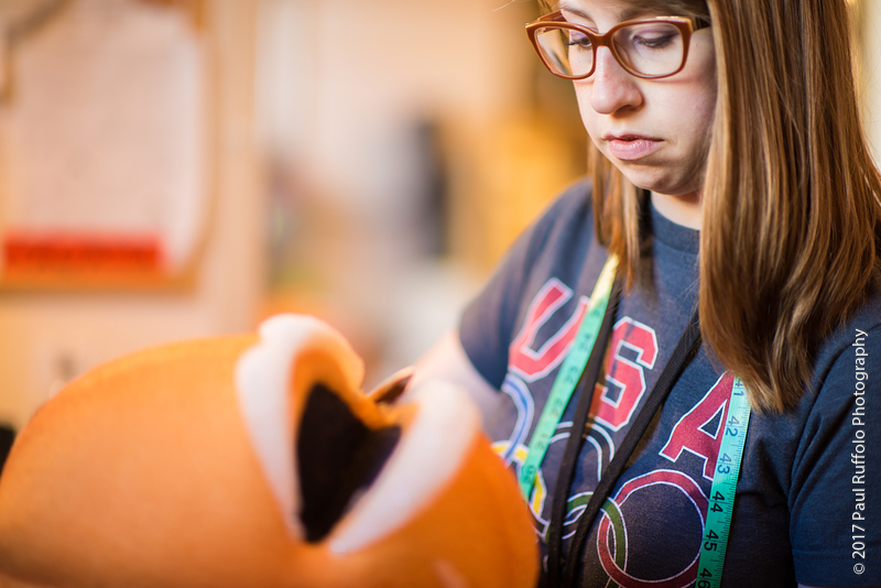 Danielle making puppets