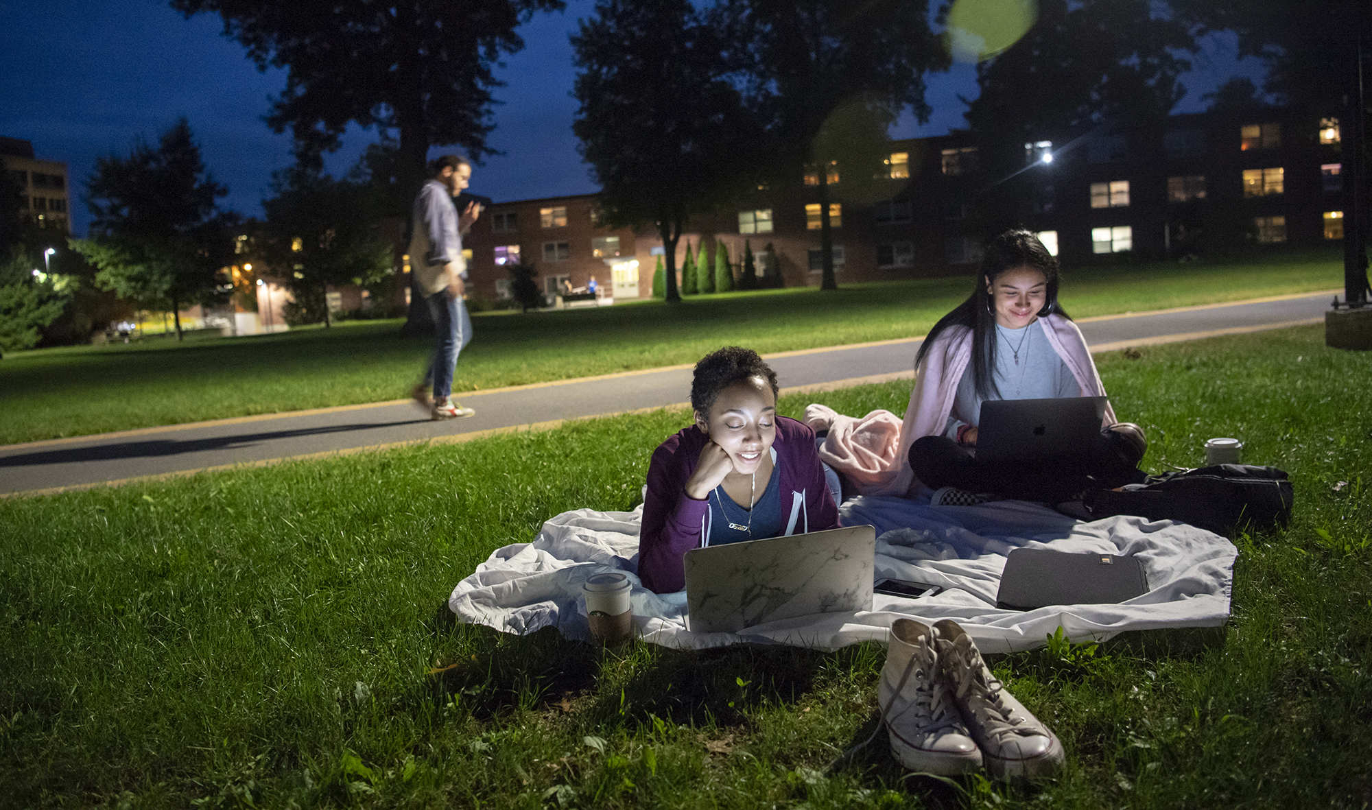 girls studying outside today