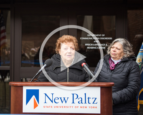 Diane Cartwright, SLHC client and retired nurse speaking at the ribbon cutting ceremony