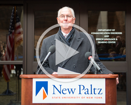 President Christian speaking at the ribbon cutting ceremony