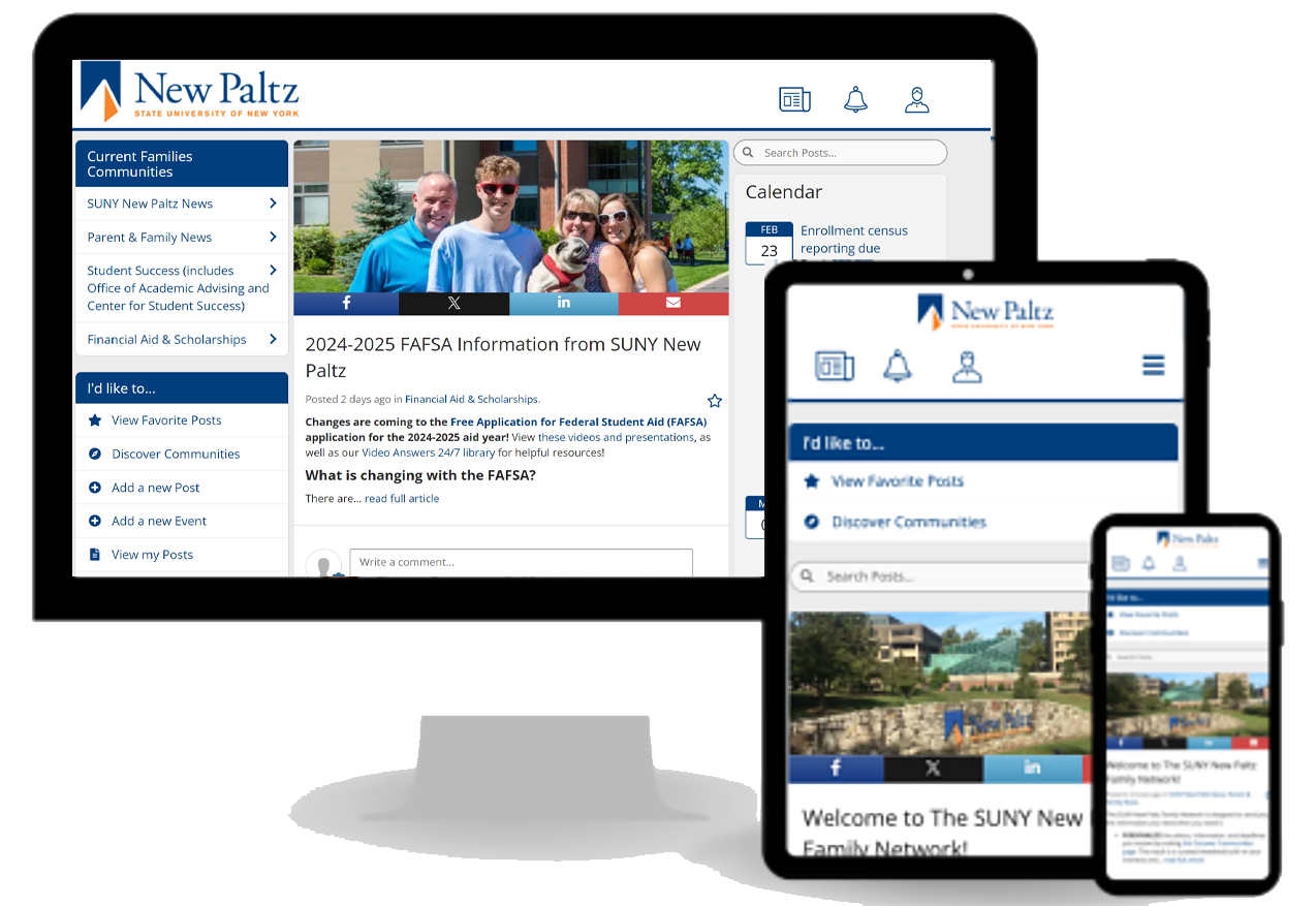 The SUNY New Paltz Family Network is the Official Source of Information for Supporters of New Paltz Students
