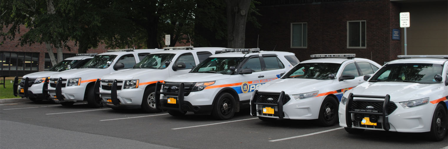 University police cars parked in a row
