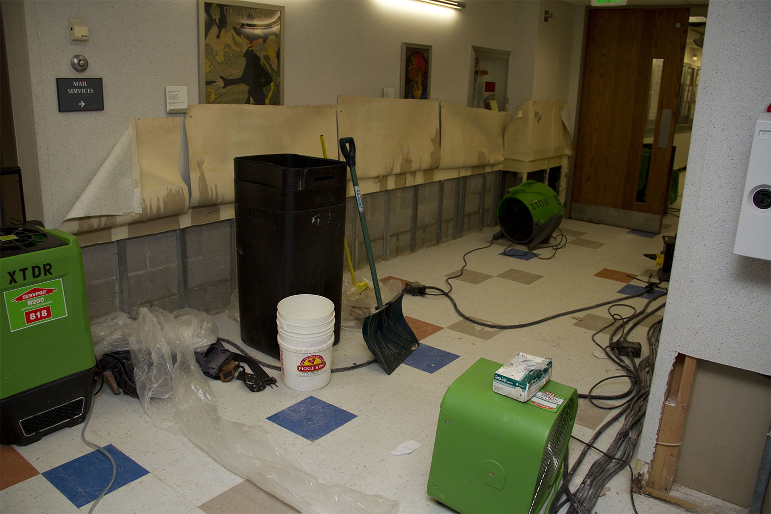 damage from Hurricane Irene in Student Union basement