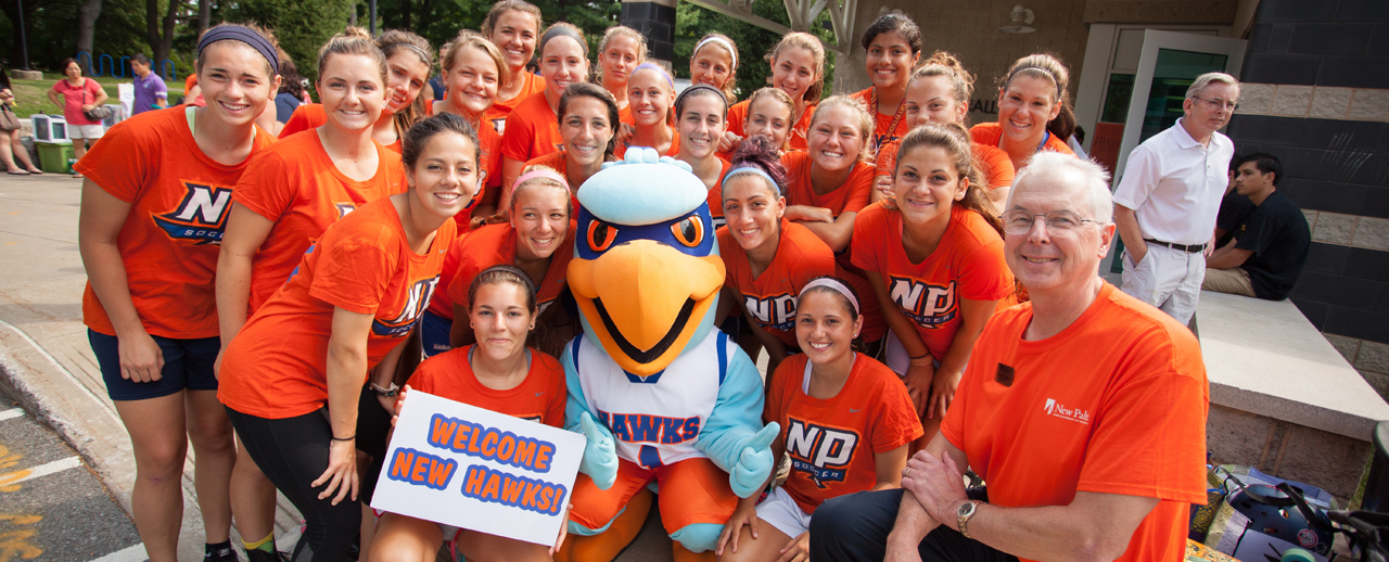 Presdient Christian with students during Moving-in Day