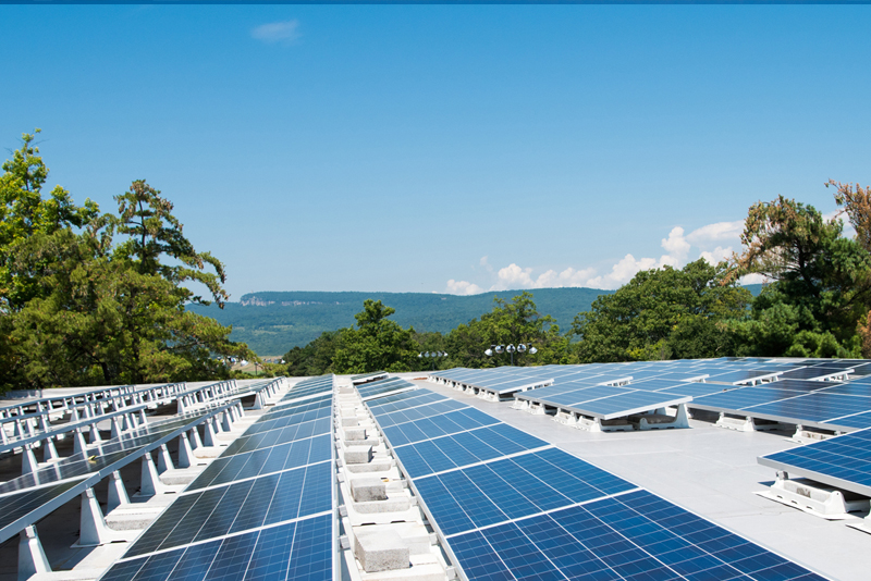 solar panel system on Atheltic and Wellness Center roof