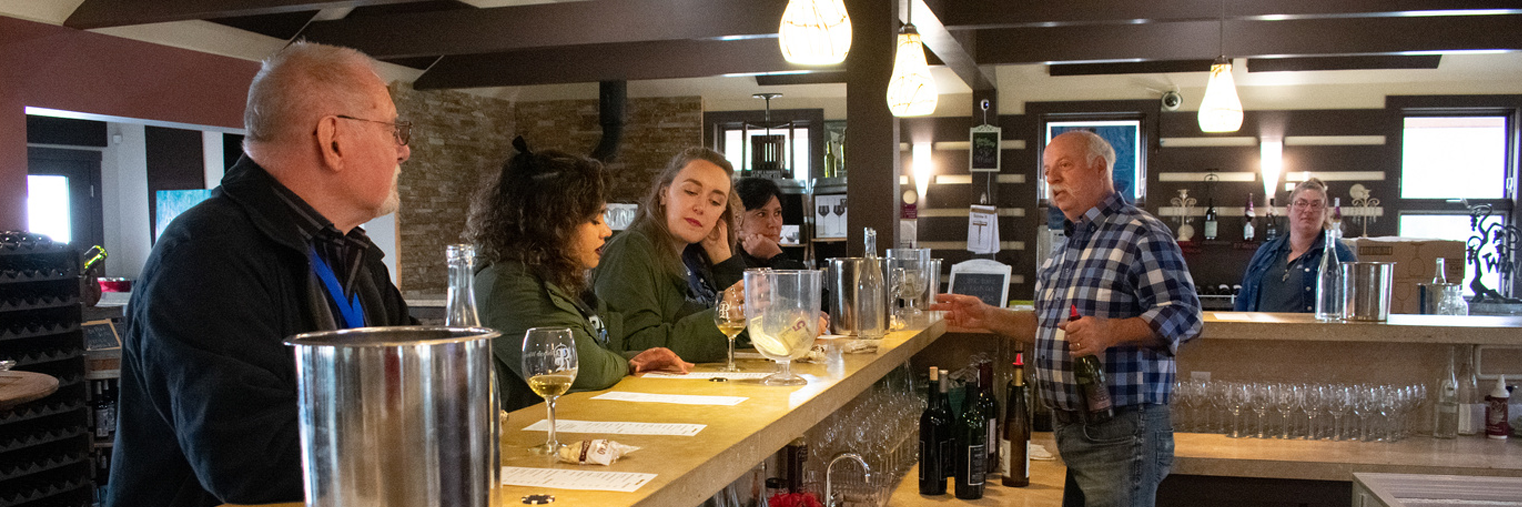 People participating in wine tasting