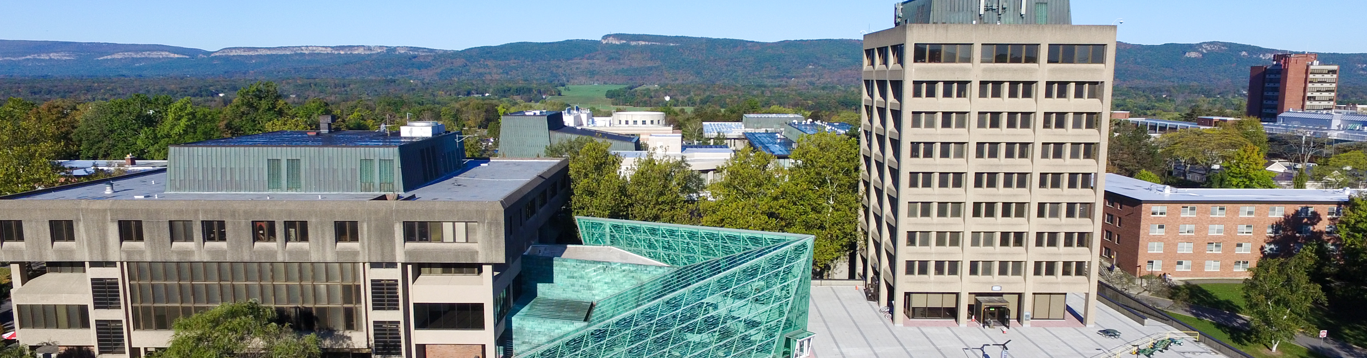 Atrium aerial shot of the campus