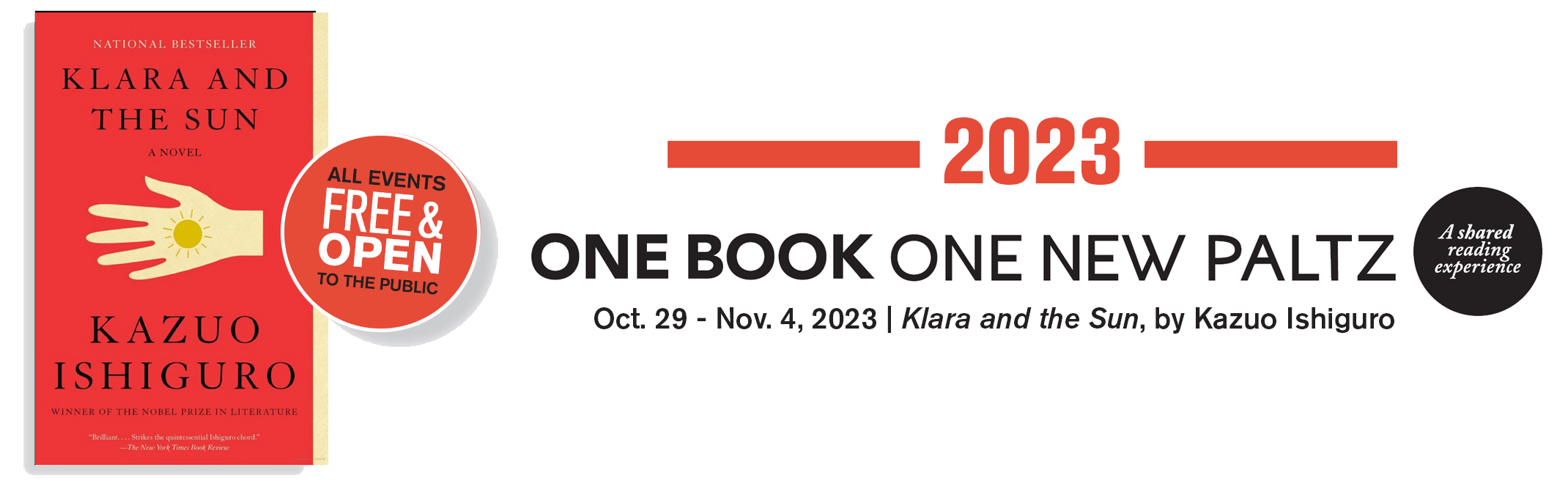 Klara and the Sun, by Kazuo Ishiguro.  Dates -- October 29, 2023 -- November 4, 2023