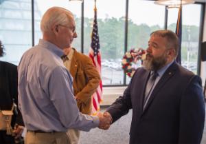 Presiden Christian with U.S. Army Reserve Sergeant Dietrich Orris ’19